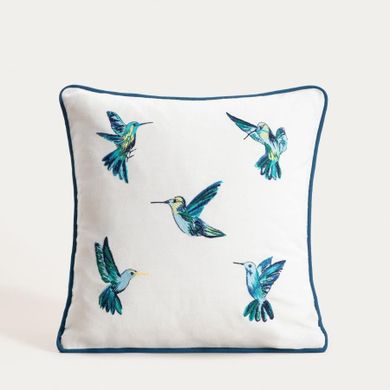 Homla, Colibri, poszewka, z haftowanymi kolibrami, 45-45 cm