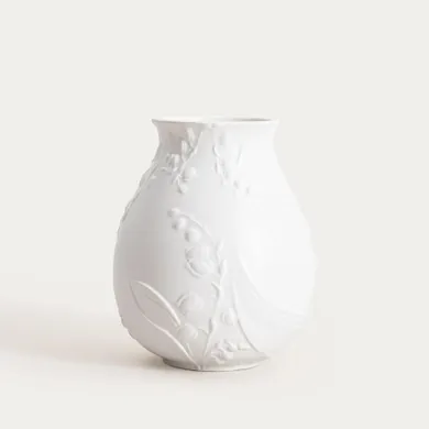 Homla, Conwallie, wazon, ceramiczny z tłoczeniami biały, 14,8-18 cm