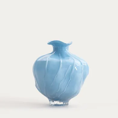 Homla, Coralia, wazon, szklany niebieski, 21-21-24 cm