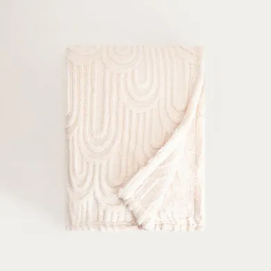 Homla, Darin, koc, miękki ecru ze strukturalnym wzorem, 150-200 cm