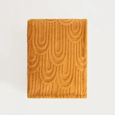 Homla, Darin, koc, miękki musztardowy ze strukturalnym wzorem, 150-200 cm