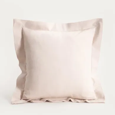 Homla, Durga, poszewka, bawełniana beżowa z dekoracyjnym obszyciem, 45-45 cm