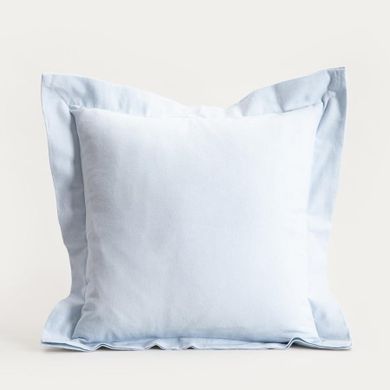 Homla, Durga, poszewka, bawełniana błękitna z dekoracyjnym obszyciem, 45-45 cm