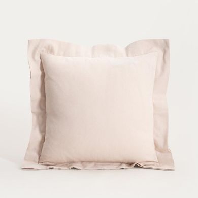 Homla, Durga, poszewka, bawełniana ciemnobeżowa z dekoracyjnym obszyciem, 45-45 cm