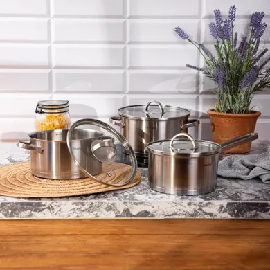 Homla, Eataly, zestaw garnków, ze stali nierdzewnej, 6 elementów