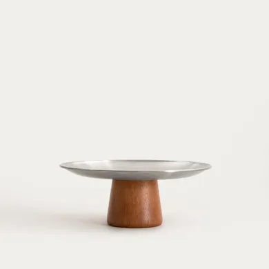 Homla, Edmore, patera, na drewnianej nóżce ze stali nierdzewnej, 23-9 cm