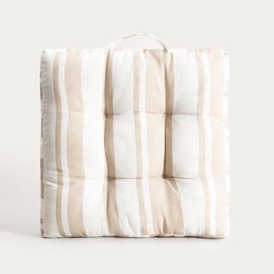 Homla, Evelyn, poduszka, w beżowe pasy z pikowaniem i uchwytem, 50-50 cm