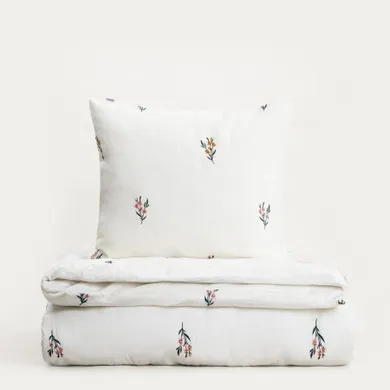 Homla, Floral Dream, pościel, z pranej bawełny z haftem w kwiatki, 200-220 cm