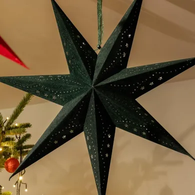 Homla, Galla, gwiazda ażurowa, zamszowa, zielona