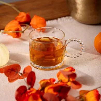 Homla, Glassic, filiżanka szklana, młotkowana z koralikowym uchem, 0,3 l