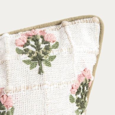 Homla, Indira, poszewka, bawełniana z ozdobym kwiatowym haftem, 45-45 cm