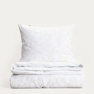 Homla, Jakad, pościel, bawełniana żakardowa biało-beżowa, 160-200 cm