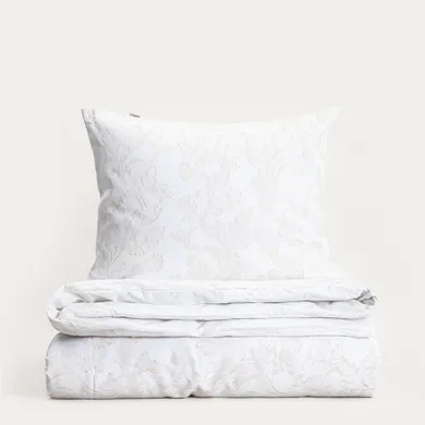 Homla, Jakad, pościel, bawełniana żakardowa biało-beżowa, 200-220 cm