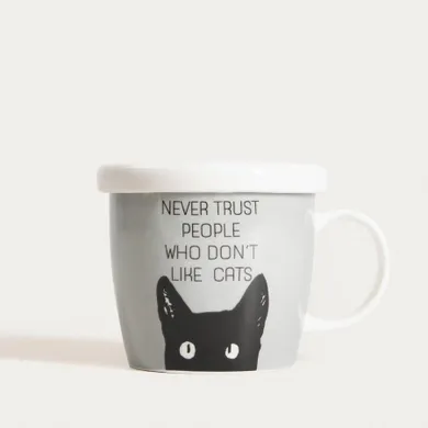 Homla, Kiki, kubek, z pokrywką i czarnym kotem, 0,3l