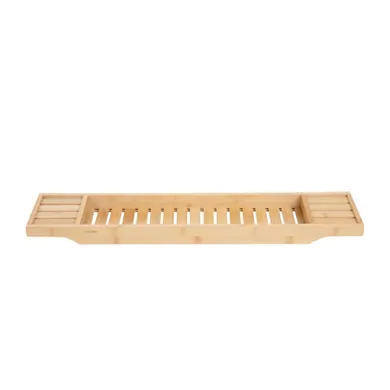 Homla, Klea, półka na wannę, drewniana naturalna, 70-14.5-4.5 cm