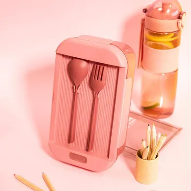 Homla, Klodi, lunchbox ze sztućcami, bordowy, 0,54l, 858920