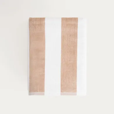 Homla, Lawena, ręcznik, w biało-beżowe pasy, 100-150 cm
