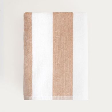 Homla, Lawena, ręcznik, w biało-beżowe pasy, 70-130 cm