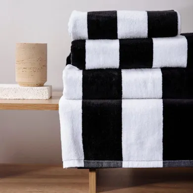 Homla, Lawena, ręcznik, w czarno białe pasy, 100-150 cm, 733338