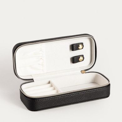 Homla, Linas, szkatułka na biżuterię, z eko skóry czarna, 17,5-8-5 cm