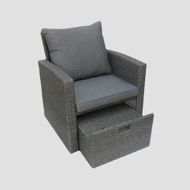 Homla, Linde, fotel, ogrodowy z ottomanem, szary, 73-70-81 cm