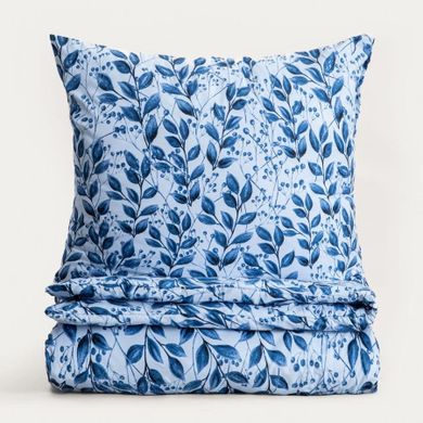 Homla, Luna, pościel, z mikrofibry w niebieskie liście, 140-200 cm