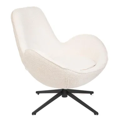 Homla, Lunaire, Fotel obrotowy w tkaninie Teddy Boucle beżowy, 86-76-87 cm, 872124