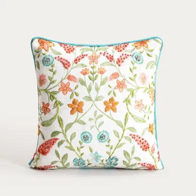 Homla, Mada, poszewka, bawełniana z lamówką zdobiona haftem, 45-45 cm