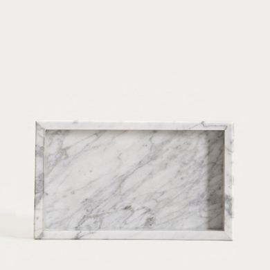 Homla, Marmuri, taca dekoracyjna, marmurowa biała, 25-15-3 cm