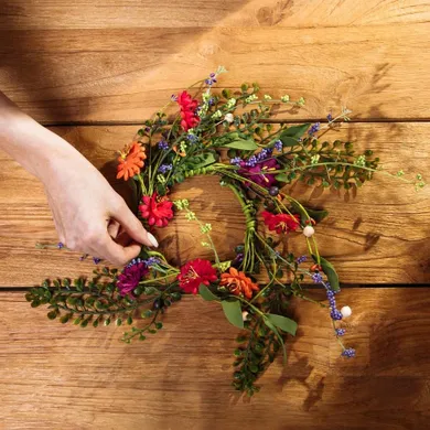 Homla, Meadow, wieniec, z kolorowymi kwiatuszkami, 10 cm