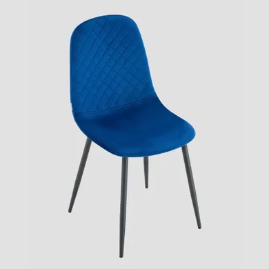 Homla, Noir, krzesło welurowe, granatowe z czarnymi nogami, 44-52-85 cm