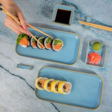 Homla, Okinawa, zestaw do sushi dla 2 osób turkusowy, 7 elementów, 743191