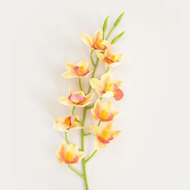 Homla, Orkid, gałązka sztuczna, orchidea żółta, 109 cm