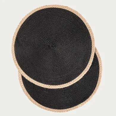 Homla, Plar, maty stołowe, czarne, zestaw, 38 cm, 2 szt.