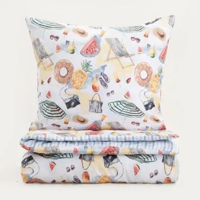 Homla, Playa, pościel, z mikrofibry dwustronna w wakacyjny wzór, 200-220 cm