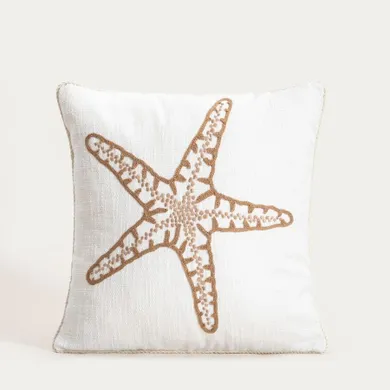 Homla, Prem, poszewka, z haftowaną rozgwiazdą i sztruksową lamówką, 45-45 cm