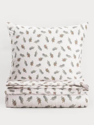 Homla, Ramoscelli, pościel, biała w świąteczny nadruk, 200-220 cm