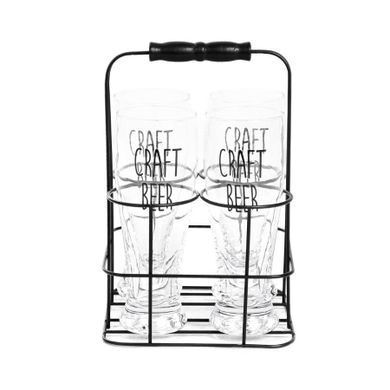 Homla, Raya, Zestaw piwny z metalowym stojakiem, 4 szt., 0,4 l, 894775