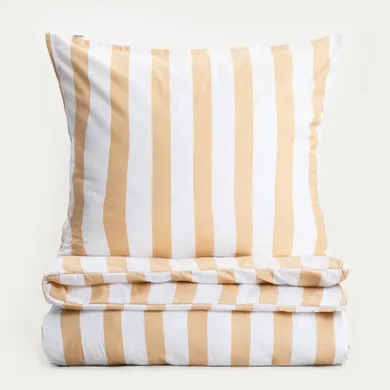 Homla, Rayas, pościel z mikrofibry, w biało beżowe pasy, 160-200 cm