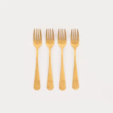 Homla, Regalia, zestaw widelczyków deserowych, złotych, 4 szt.