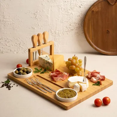 Homla, Rumi, deska do serwowania z miseczkami i nożykami, 37-28 cm