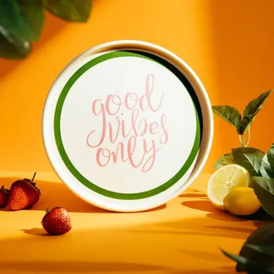 Homla, Serra, talerz deserowy "good vibes only", 21 cm, 753404