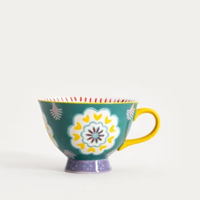 Homla, Shilla, kubek, ręcznie malowany z żółtym uchem, 0,4l