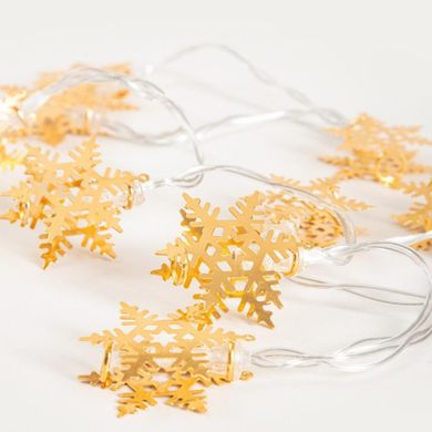 Homla, Snoflock, lampki, złote śnieżynki, 40 cm