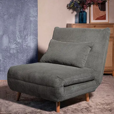 Homla, Solace, sofa sztruksowa, 1-osobowa, z funkcją spania, szara, 83-91-84 cm, 871639