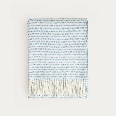 Homla, Sorbo, koc, z frędzlami i strukturalnym błękitnym wzorem, 150-200 cm