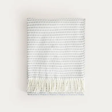 Homla, Sorbo, koc z frędzlami i strukturalnym szarym wzorem, 150-200 cm