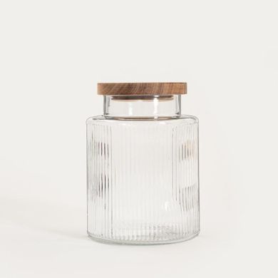 Homla, Tarro, pojemnik ryflowany z drewnianą pokrywką, 1,6l