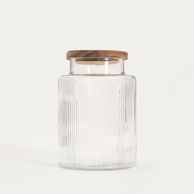 Homla, Tarro, pojemnik ryflowany z drewnianą pokrywką, 2,5l