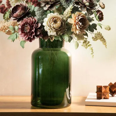 Homla, Tenno, wazon szklany, zielony, 14,5-14,5-25,5 cm